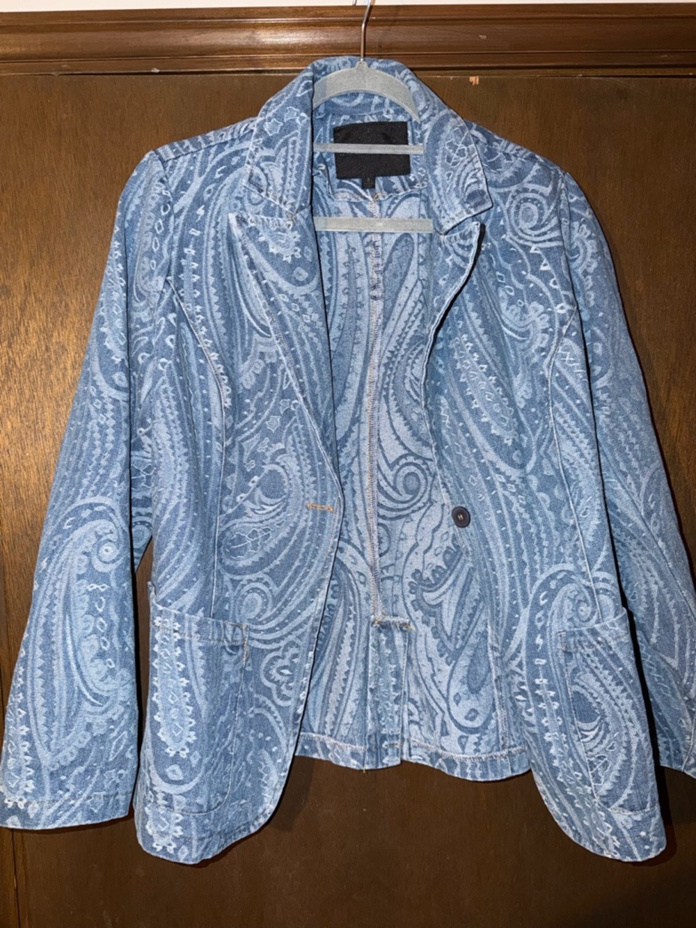Solitaire Blue Paisley Denim Jacket